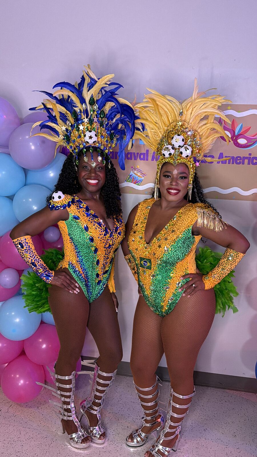 Two Royalty Samba drummers at an outdoor event